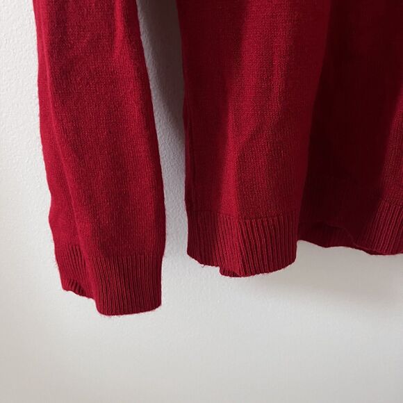 Womens Debbie Morgan Red Tight Knit Pullover Sequin V-Neck Sweater Size PXL - Picture 6 of 7